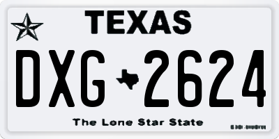 TX license plate DXG2624