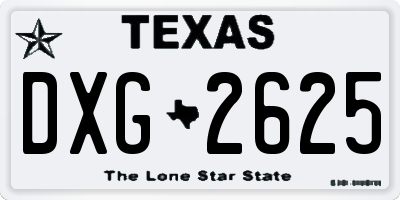 TX license plate DXG2625