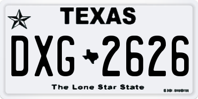 TX license plate DXG2626