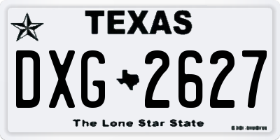 TX license plate DXG2627