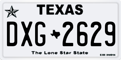 TX license plate DXG2629