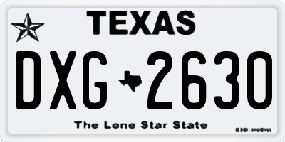 TX license plate DXG2630