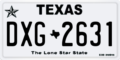 TX license plate DXG2631
