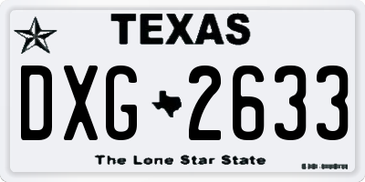 TX license plate DXG2633