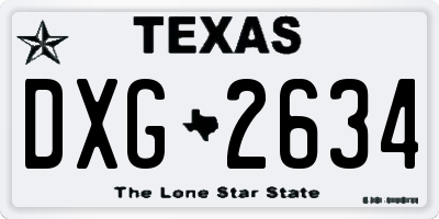 TX license plate DXG2634