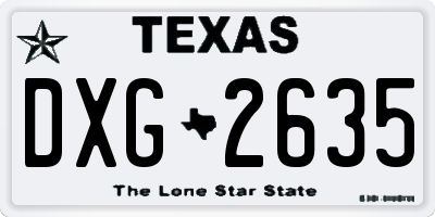 TX license plate DXG2635
