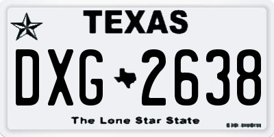 TX license plate DXG2638