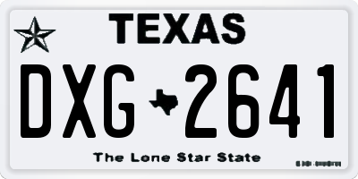 TX license plate DXG2641