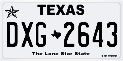 TX license plate DXG2643