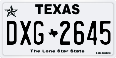 TX license plate DXG2645