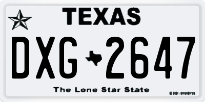 TX license plate DXG2647