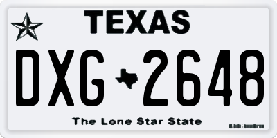 TX license plate DXG2648