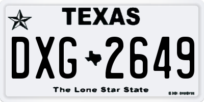 TX license plate DXG2649