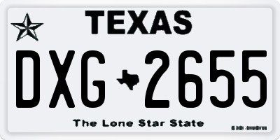 TX license plate DXG2655