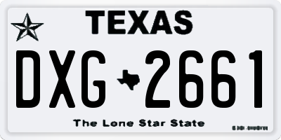 TX license plate DXG2661
