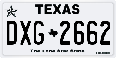 TX license plate DXG2662
