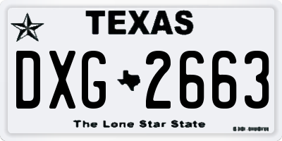 TX license plate DXG2663