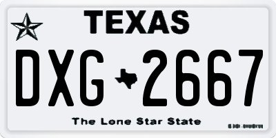 TX license plate DXG2667