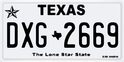 TX license plate DXG2669