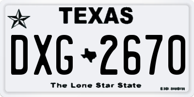 TX license plate DXG2670