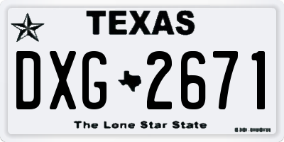 TX license plate DXG2671