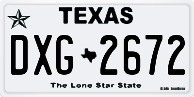 TX license plate DXG2672