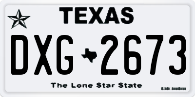TX license plate DXG2673