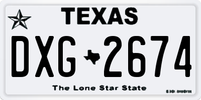 TX license plate DXG2674