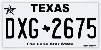 TX license plate DXG2675