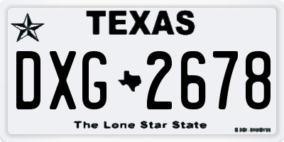 TX license plate DXG2678