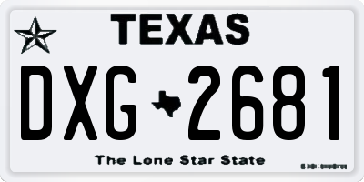 TX license plate DXG2681