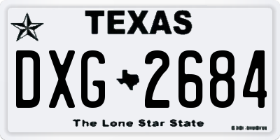 TX license plate DXG2684
