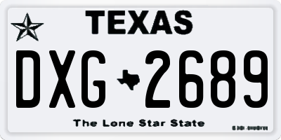 TX license plate DXG2689