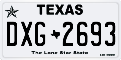 TX license plate DXG2693