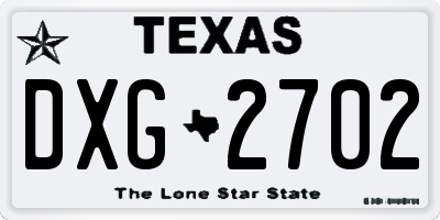 TX license plate DXG2702