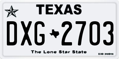 TX license plate DXG2703