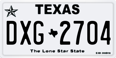 TX license plate DXG2704