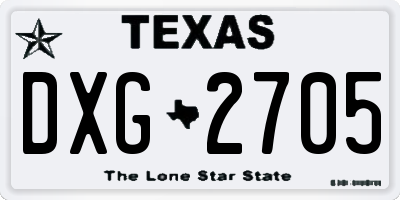 TX license plate DXG2705