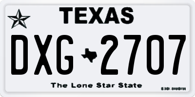 TX license plate DXG2707