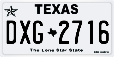 TX license plate DXG2716