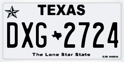 TX license plate DXG2724