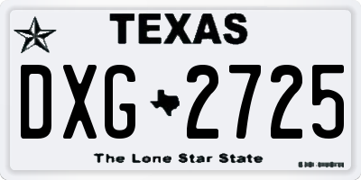 TX license plate DXG2725