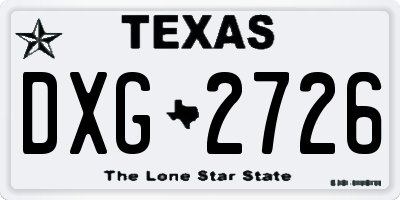 TX license plate DXG2726