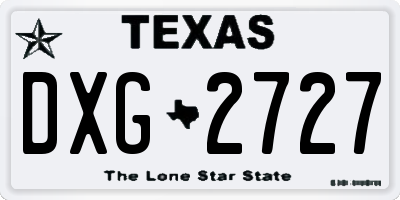 TX license plate DXG2727