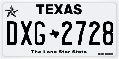 TX license plate DXG2728
