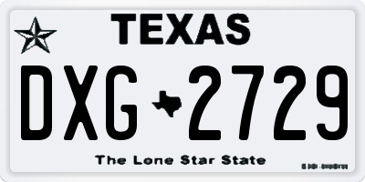 TX license plate DXG2729
