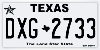 TX license plate DXG2733