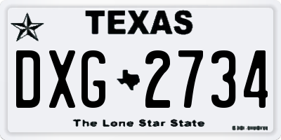 TX license plate DXG2734