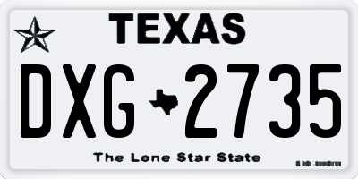 TX license plate DXG2735