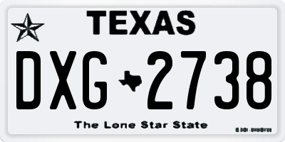 TX license plate DXG2738